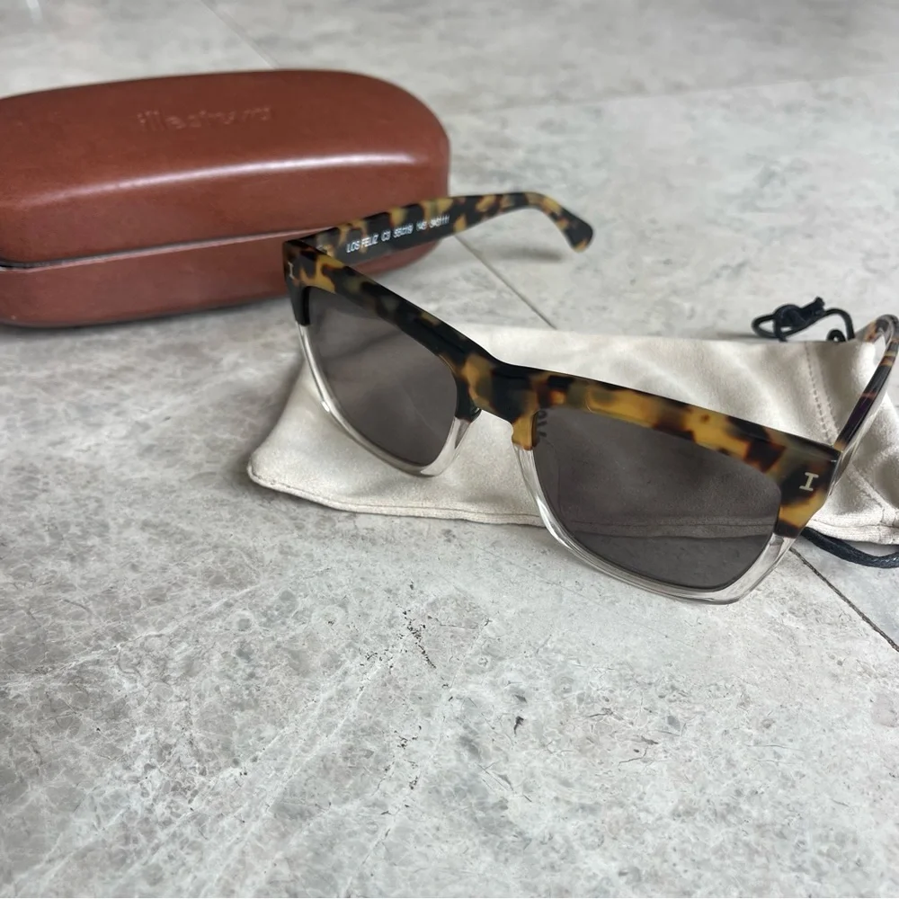 Illesteva Tortoiseshell and Clear Frame Sunglasses with Brown Lenses